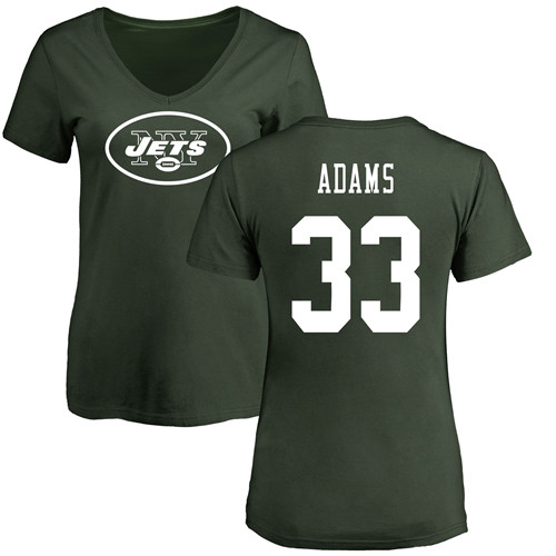 New York Jets Green Women Jamal Adams Name and Number Logo NFL Football #33 T Shirt->women nfl jersey->Women Jersey